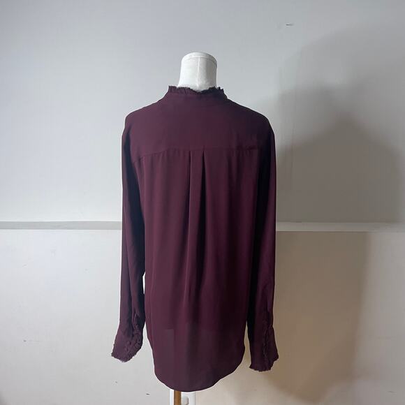 Theory Burgundy Button-Up Blouse Size M – Elegant & Versatile - Picture 4 of 6